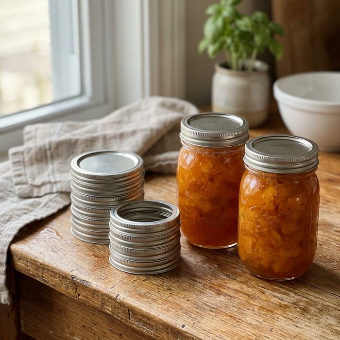 Canning Lids and Bands in a farmhouse setting