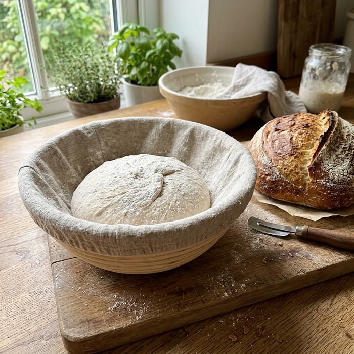 Bread Proofing Basket in a farmhouse setting