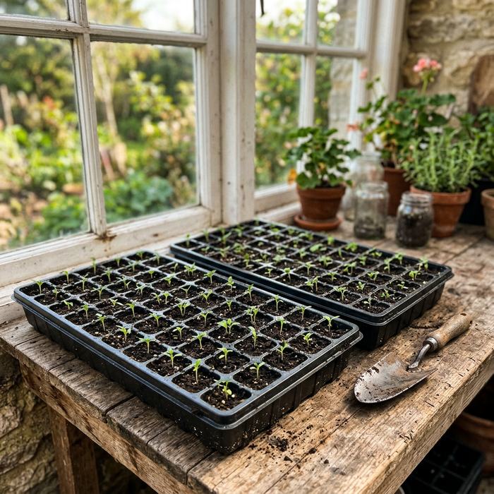 Seed Starting Trays in a farmhouse setting